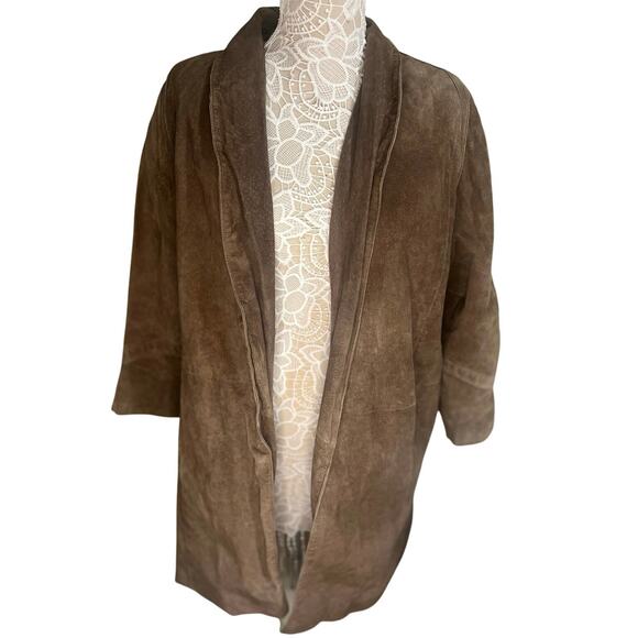 Vintage La Vogue Genuine Rustic Leather Open Coat–Women’s Medium– Made in Korea - Picture 1 of 7